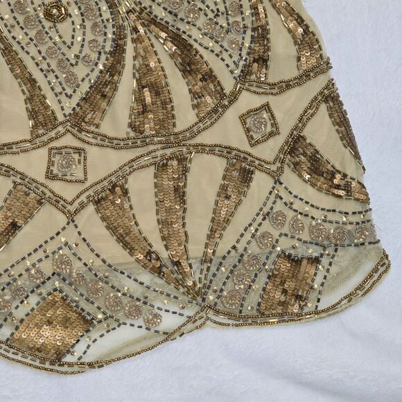 Free People Daydreaming Embellished Mini Skirt With Gold Sequins & Scalloped Hem - Picture 8 of 13